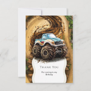 Carte De Remerciements Anniversaire Enchanté de Camion Monstre pour Enfan
