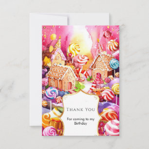 Carte De Remerciements Anniversaire Enchanté de Candyland Mignon