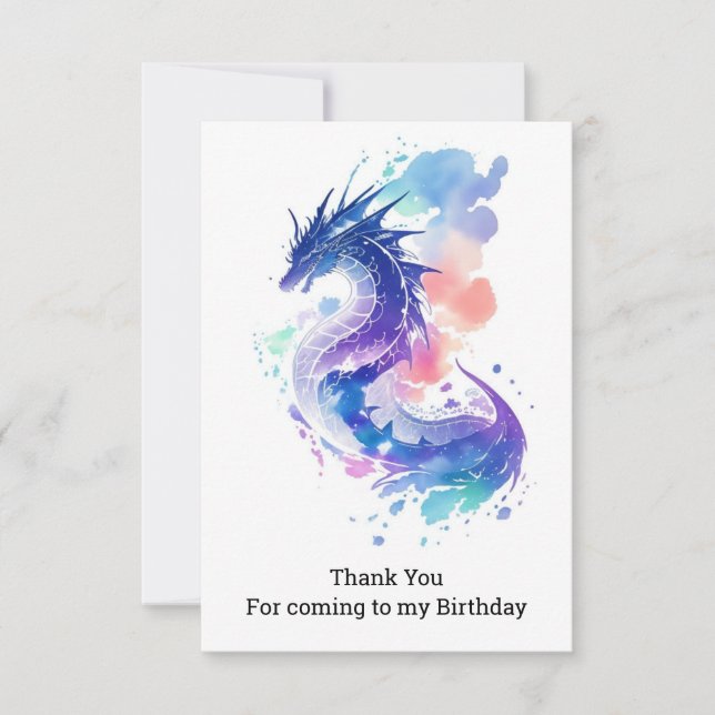 Carte De Remerciements Anniversaire enchanté du dragon qui respire le feu (Devant)