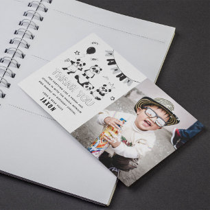 Carte De Remerciements Anniversaire Enfant Fun Panda Moderne