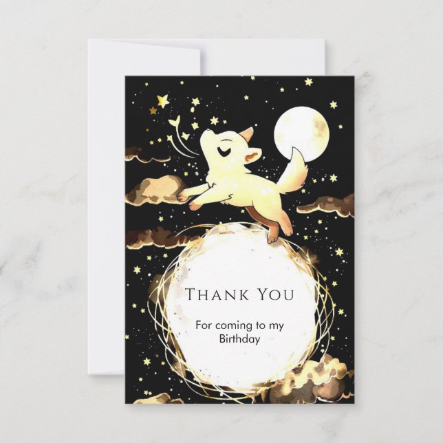 Carte De Remerciements Anniversaire Fantaisiste Loup Hurleur (Devant)