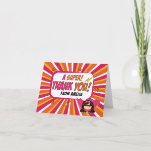 Carte De Remerciements Anniversaire Filles Superhero Thème