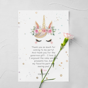 Carte De Remerciements Anniversaire Licorne Aquarelle Magique
