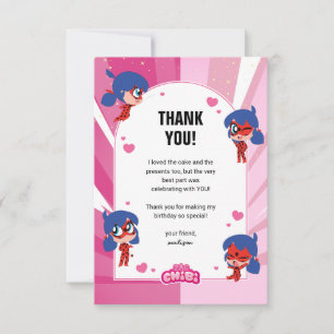 Carte De Remerciements Anniversaire Miraculum Ladybug Chibi