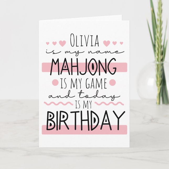 Carte De Remerciements Anniversaire personnalisé du Mahjong (Devant)