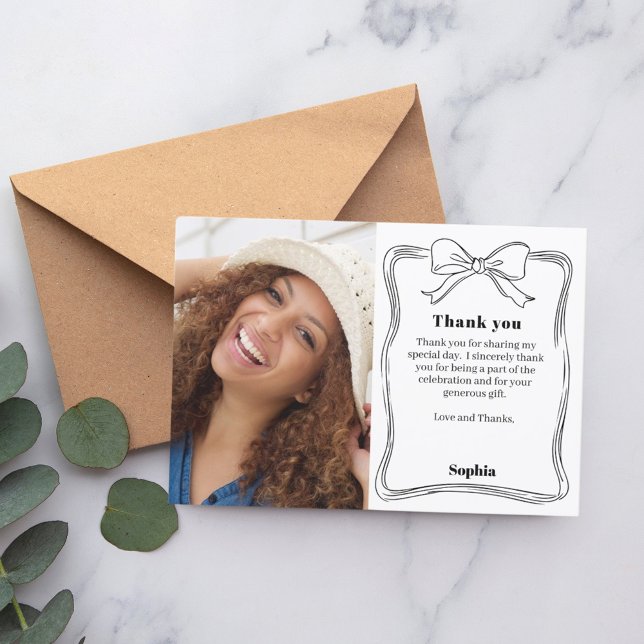 Carte De Remerciements Anniversaire photo arc dessiné main (Créateur téléchargé)