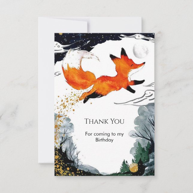 Carte De Remerciements Anniversaire Renard Amusant Fantaisiste (Devant)