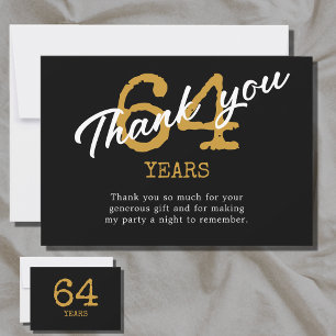 Carte De Remerciements Anniversaire Rétro Noir et Or