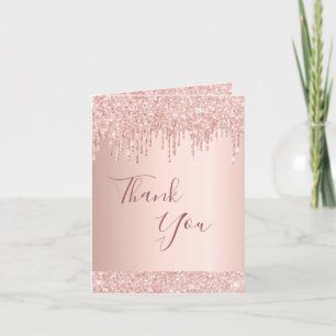 Carte De Remerciements Anniversaire rose fille or