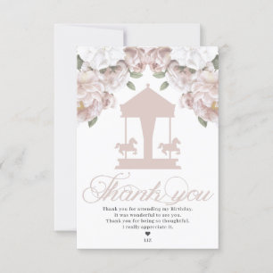 Carte De Remerciements Anniversaire rose pâle du carrousel