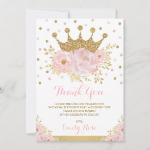 Carte De Remerciements Anniversaire royal de l'or rose pâle