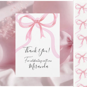 Carte De Remerciements Anniversaire seize ans Ruban Rose
