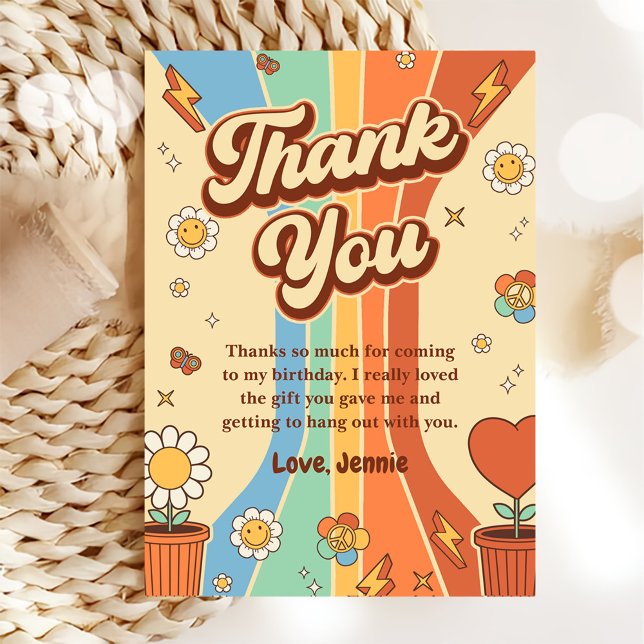 Carte De Remerciements Anniversaire super Retro Rainbow (Créateur téléchargé)