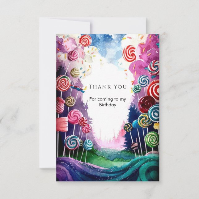 Carte De Remerciements Anniversaire sur mesure dans l'univers de Candylan (Devant)