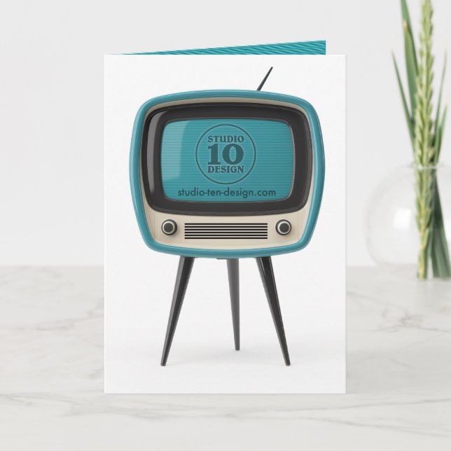 Carte De Remerciements Anniversaire TV rétro/Carte d'amour (Devant)