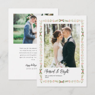 Carte De Remerciements Annonce florale de Noël Mariés & Brillants