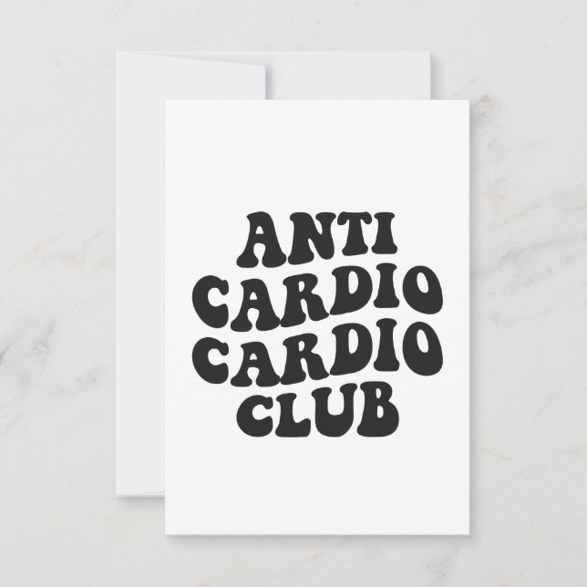Carte De Remerciements Anti Cardio Club Funny Gym Fitness Coach Cadeau (Devant)