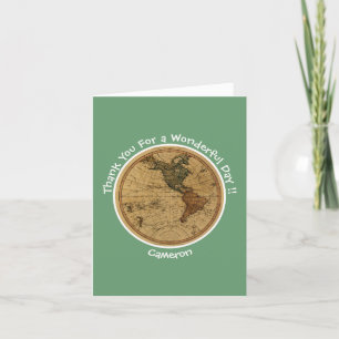 Carte De Remerciements Antique 1786 Western Hemisphere Map Party