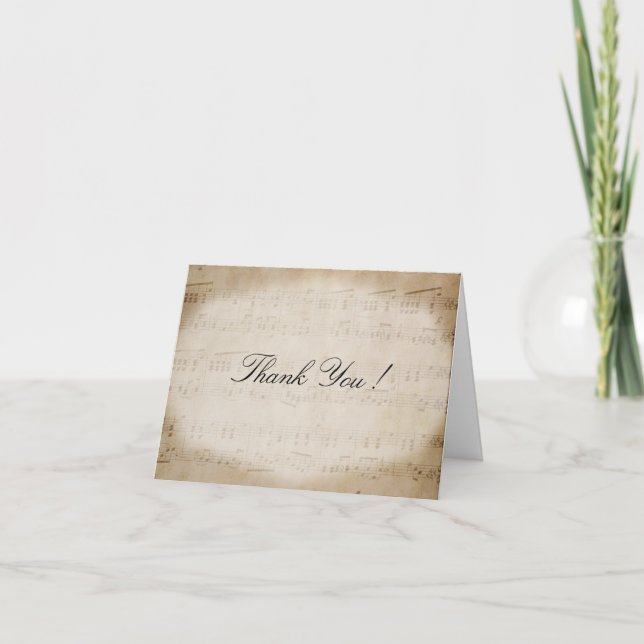 Carte de remerciements antique de musique de (Devant)