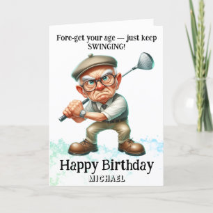 Carte De Remerciements *~* AP94 Funny vieux homme Golf Swinning Birthday