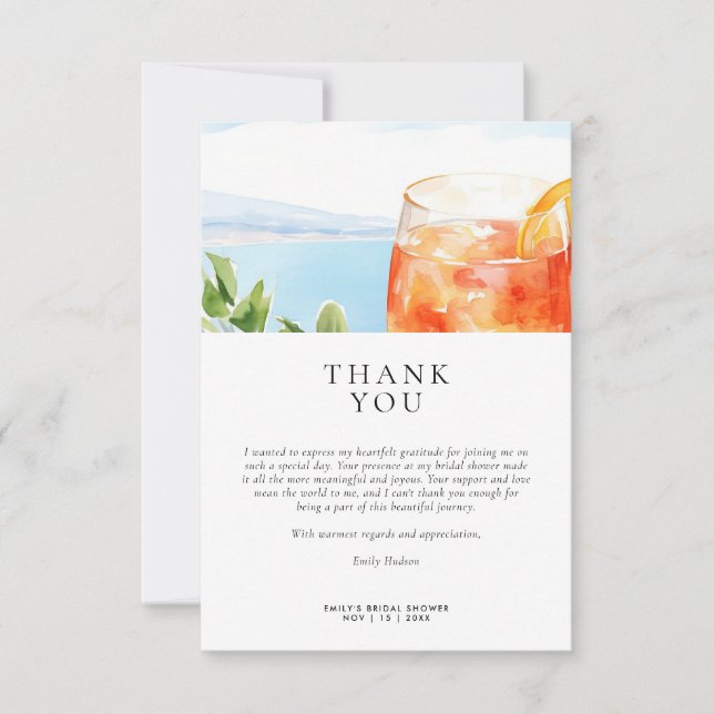 Carte De Remerciements Aperol Spritz Amalfi Italie Fête des mariées (Devant)