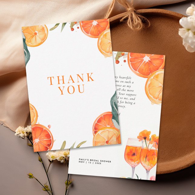 Carte De Remerciements Aperol Spritz Aquarelle Enterrement de Vie de Jeun (Créateur téléchargé)