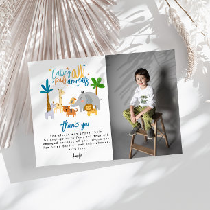 Carte De Remerciements Appel à tous les animaux de fête fête fête d'anniv