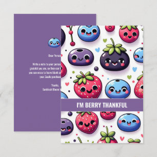 Carte De Remerciements Appréciation de l'amitié pour les baies Kawaii suc
