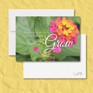 Carte De Remerciements Appréciation de l'enseignant coloré Flower Flat