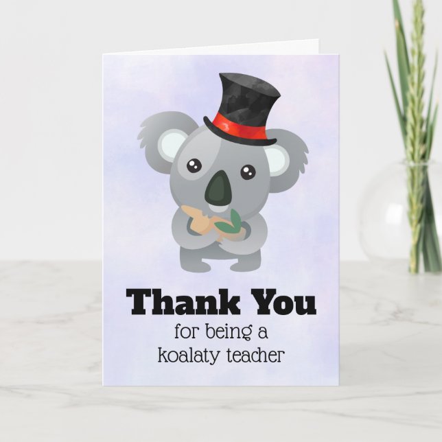 Carte De Remerciements Appréciation de l'enseignant Koala Pun (Devant)