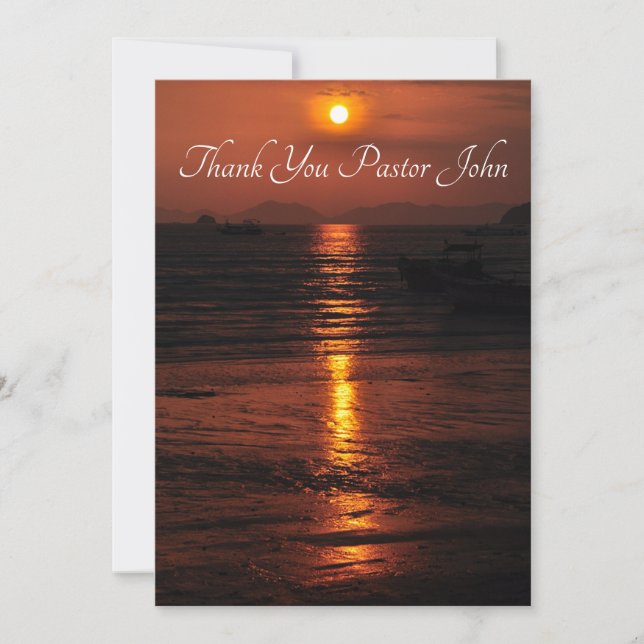 Carte De Remerciements Appréciation du pasteur du coucher de soleil sur l (Devant)