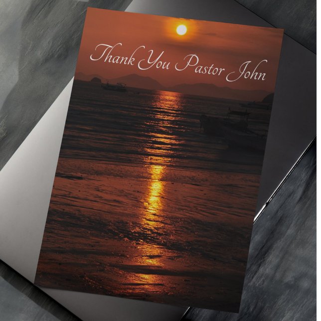 Carte De Remerciements Appréciation du pasteur du coucher de soleil sur l (Folded Thank You Pastor Card)