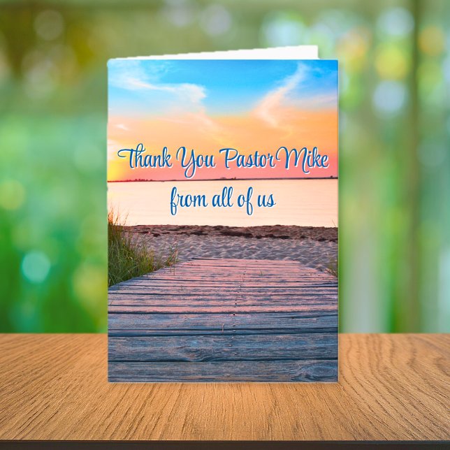 Carte De Remerciements Appréciation Pasteur Ocean Beach De La Congrégatio (Ocean Beach Pastor Appreciation From Congregation Thank You Card)