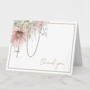 Carte De Remerciements Appréciation religieuse du Rosaire floral