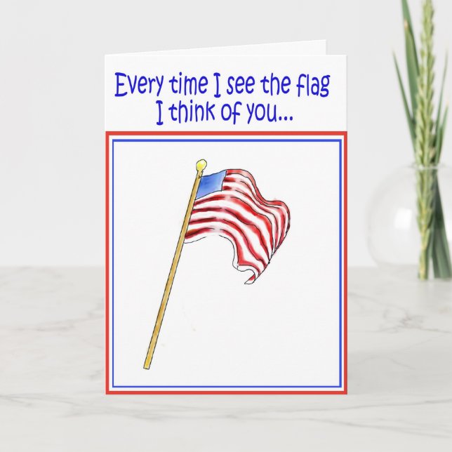 Carte De Remerciements Appuyer nos troupes Soldat American War Flag (Devant)