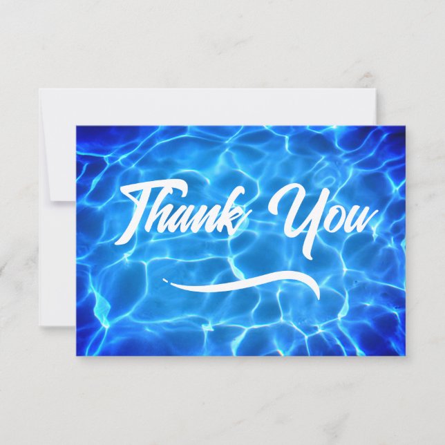 Carte De Remerciements Aqua Blue Piscine Moderne Calligraphie (Devant)