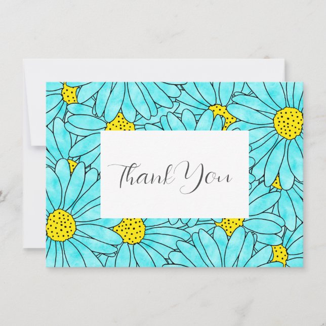 Carte De Remerciements Aqua Blue Watercolor Motif (Devant)