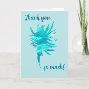 Carte De Remerciements Aqua conch coque ondulée silhouette aquarelle pers