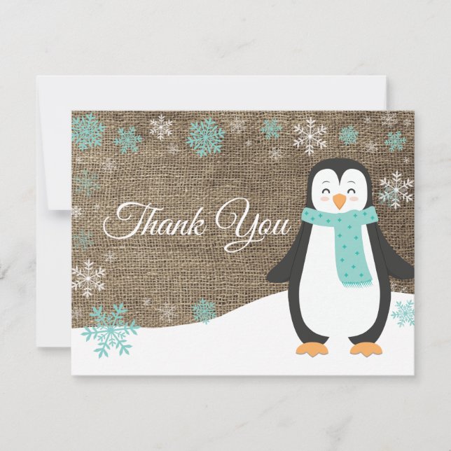 Carte de remerciements Aqua du Flocon de neige des (Devant)