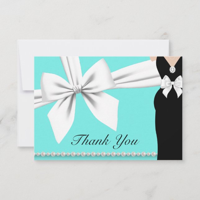Carte De Remerciements Aqua Elegant Tiffany Pearls Baby shower fantaisie (Devant)