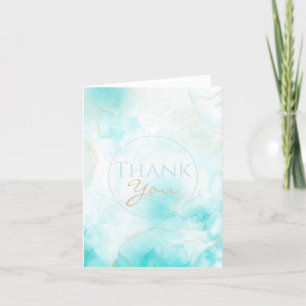 Carte De Remerciements Aqua Gold moderne Encre d'alcool Art Aquarelle Océ