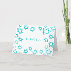 Carte De Remerciements Aqua Star de David Bar Bat mitzvah