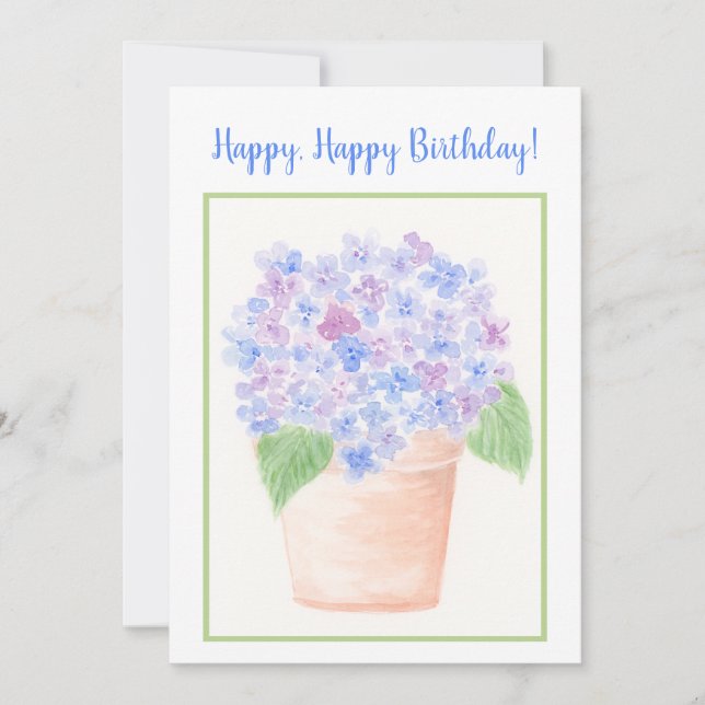 Carte De Remerciements Aquarelle à perte peinte à la main Hydrangea Flora (Devant)