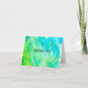 Carte De Remerciements Aquarelle Abstraite peinture bleu marbre vert