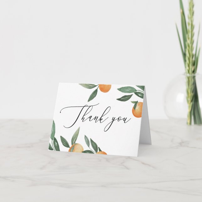 Carte De Remerciements Aquarelle agrumes jardin mariage ou anniversaire (Devant)