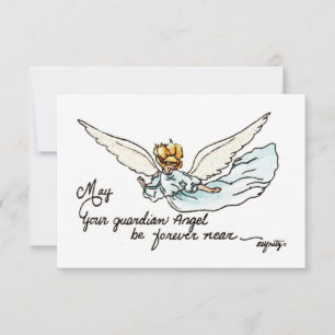 Carte De Remerciements Aquarelle Angel gracieusement près de vous et vous