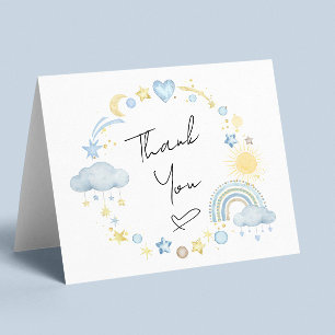 Carte De Remerciements Aquarelle arc-en-ciel Bébé garçon douche