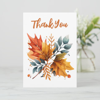 Carte De Remerciements Aquarelle Automne Couleurs Feuilles