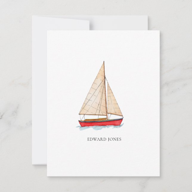 Carte De Remerciements Aquarelle bateau plat (Devant)