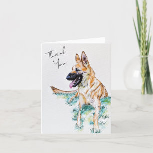 Carte De Remerciements Aquarelle Berger Allemand Portrait de chien Malino